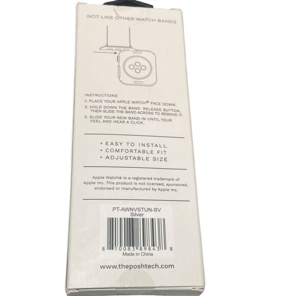 Apple Watch Band Silver Stainless Steel Beaded Bracelet Strap Posh Tech Nova - Picture 4 of 6